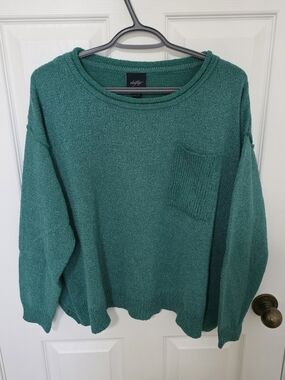 Daytrip Emerald Green Crewneck Pocket Sweater